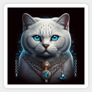 White British Shorthair Cat Art Sticker